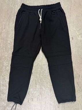ASRV Black Tapered Drawstring Joggers